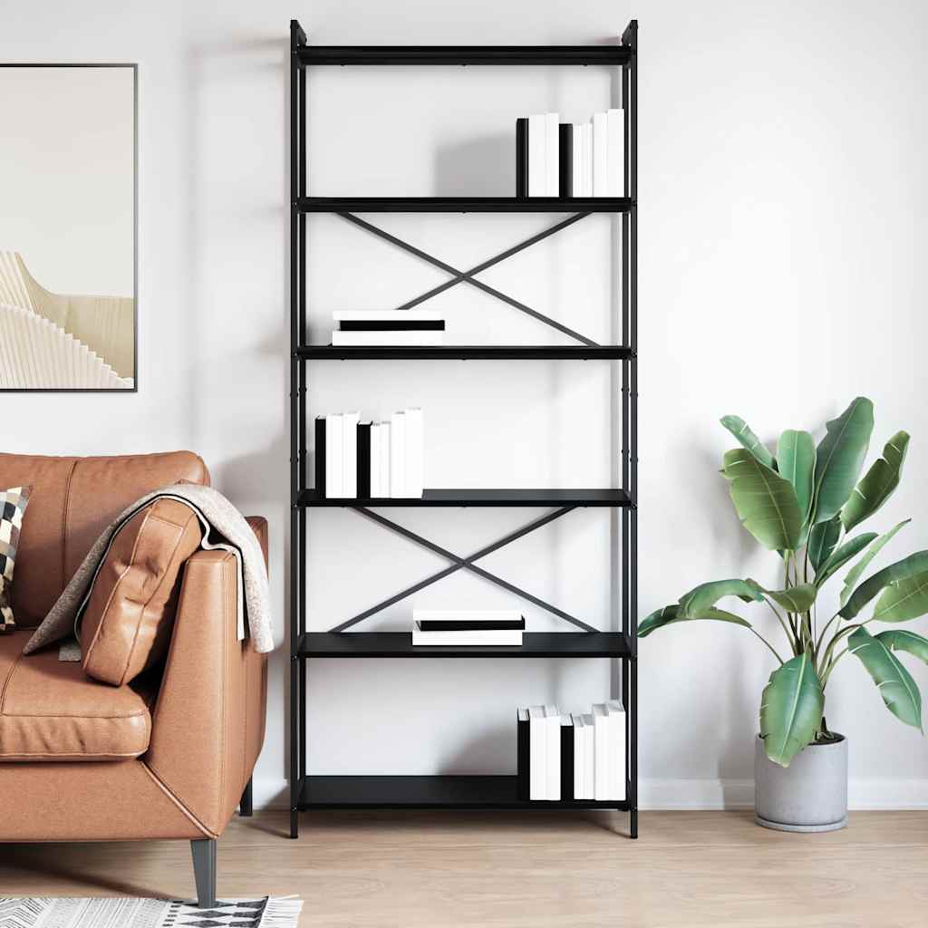 vidaXL Półka na książki Czarny Dąb 80 x 30 x 189,5 cm