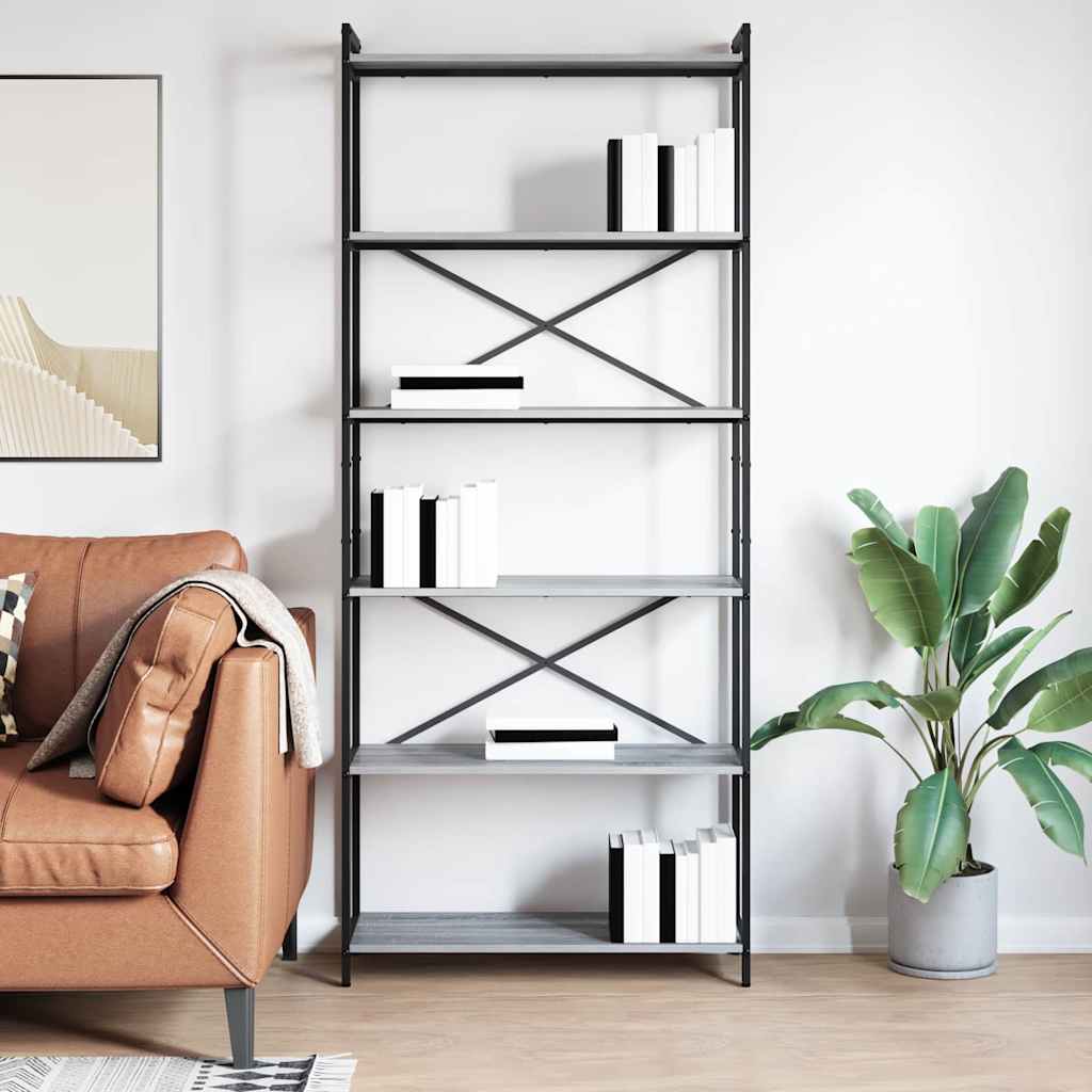 vidaXL Półka na książki Szary dąb sonoma 80 x 30 x 189,5 cm