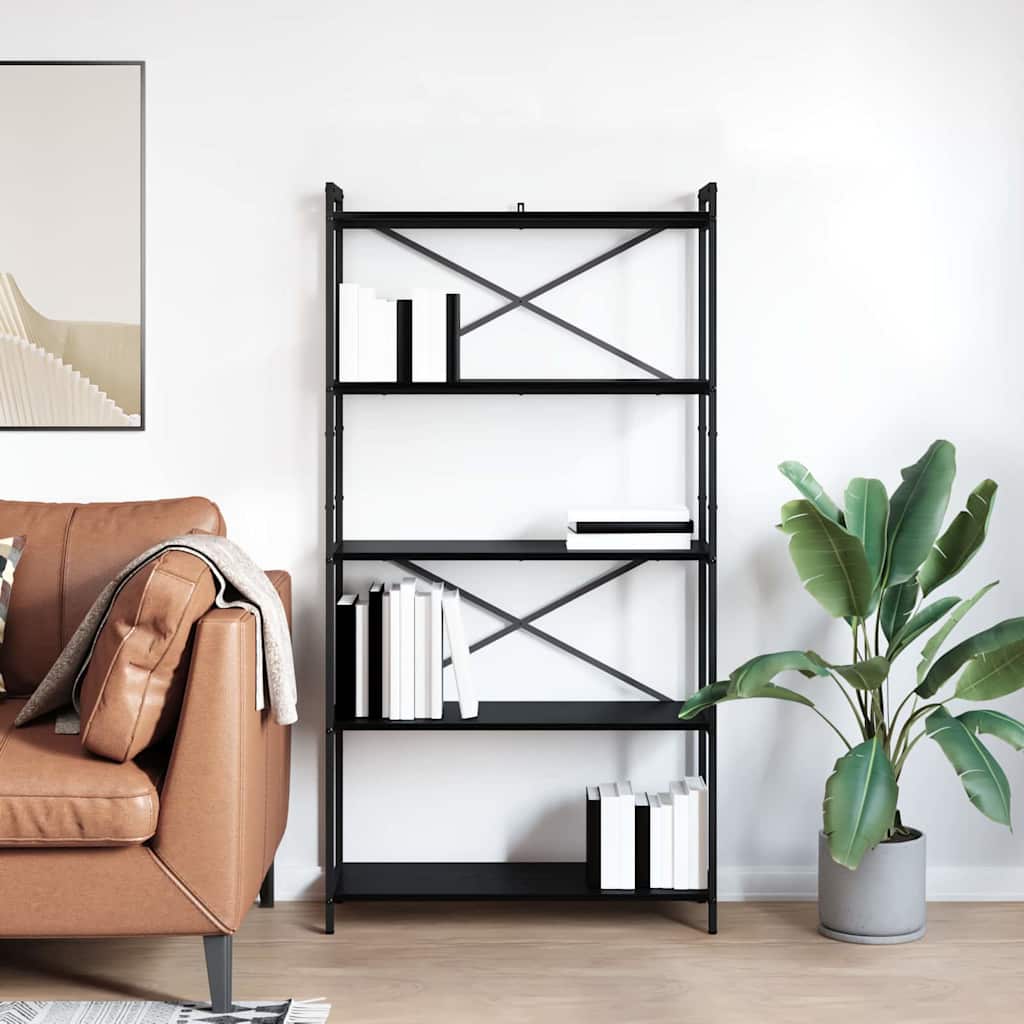vidaXL Półka na książki Czarny Dąb 80 x 30 x 155 cm