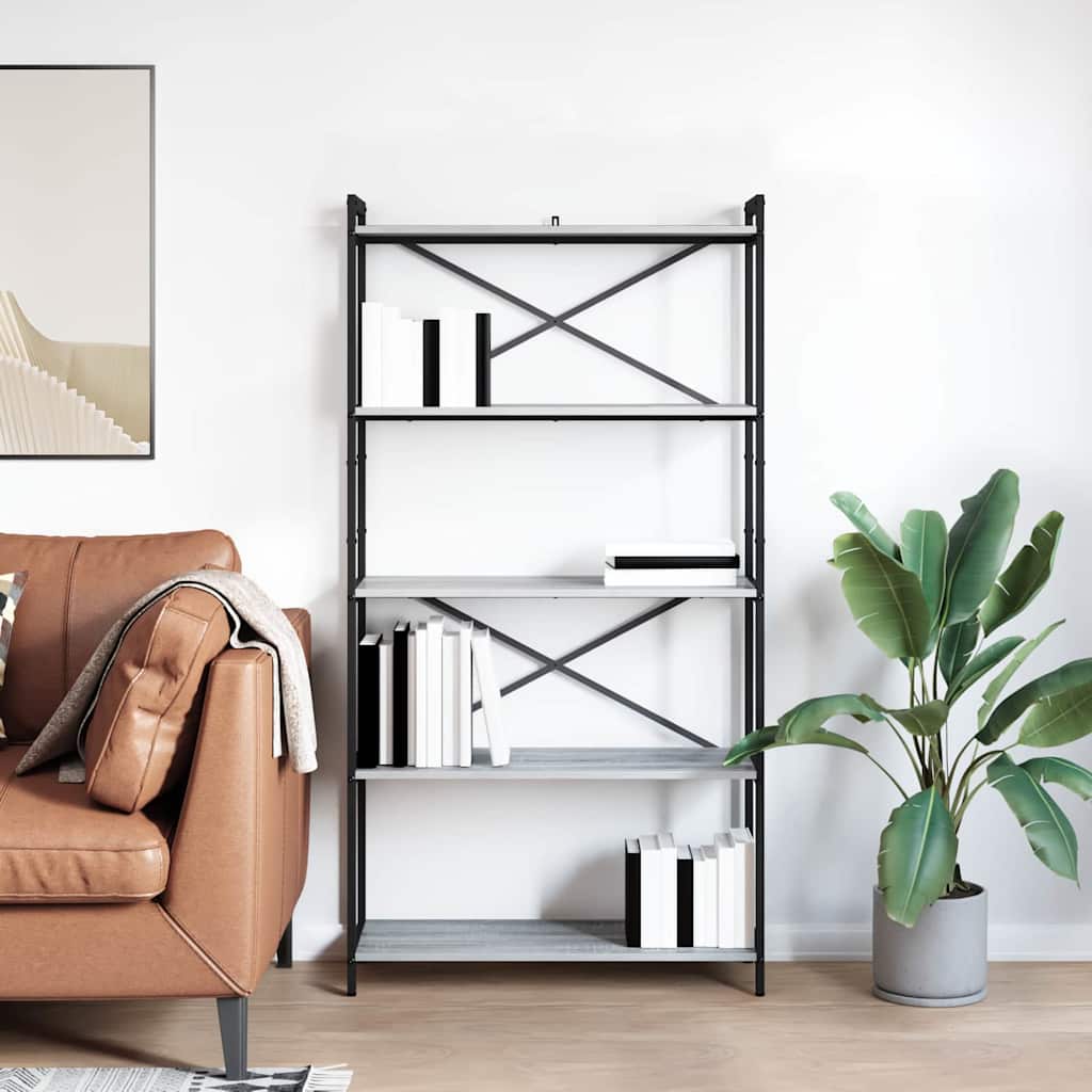 vidaXL Półka na książki Szary dąb sonoma 80 x 30 x 155 cm