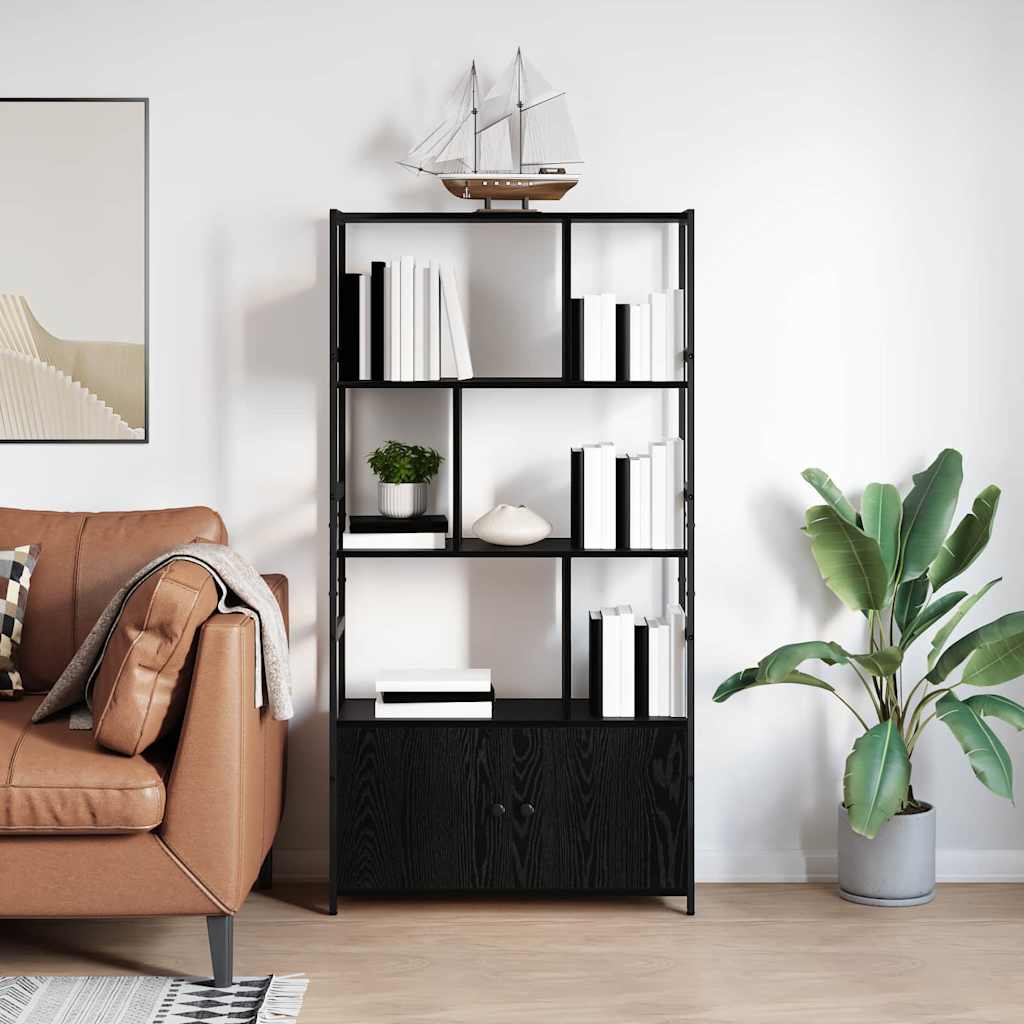 vidaXL Półka na książki Czarny Dąb 80 x 30 x 155,5 cm