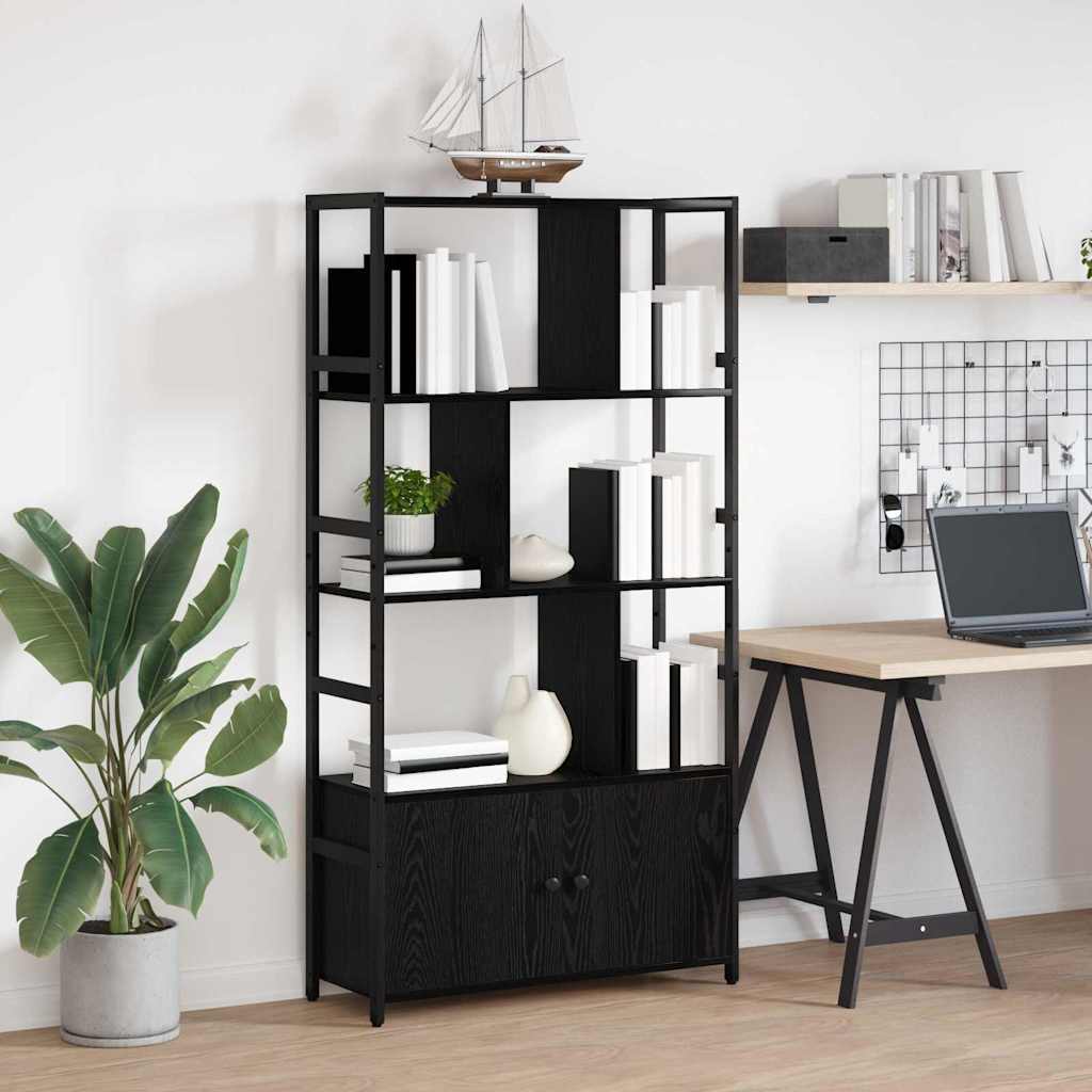 vidaXL Półka na książki Czarny Dąb 80 x 30 x 155,5 cm