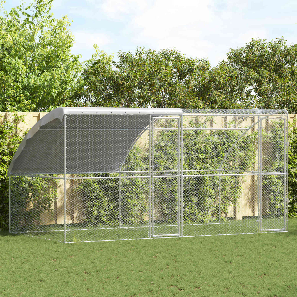 vidaXL Klatka dla kur 2 pcs Srebrny 400 x 200 x 200 cm Stal i PE
