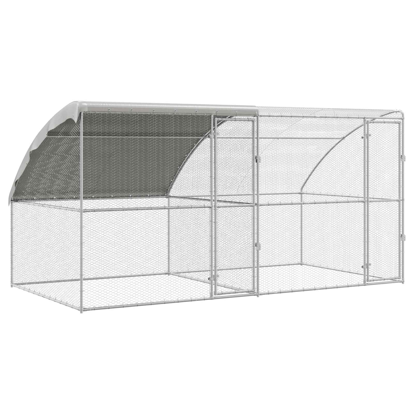 vidaXL Klatka dla kur 2 pcs Srebrny 400 x 200 x 200 cm Stal i PE