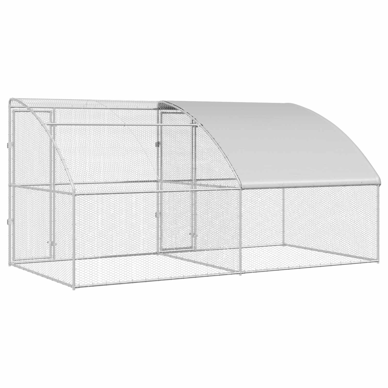 vidaXL Klatka dla kur 2 pcs Srebrny 400 x 200 x 200 cm Stal i PE