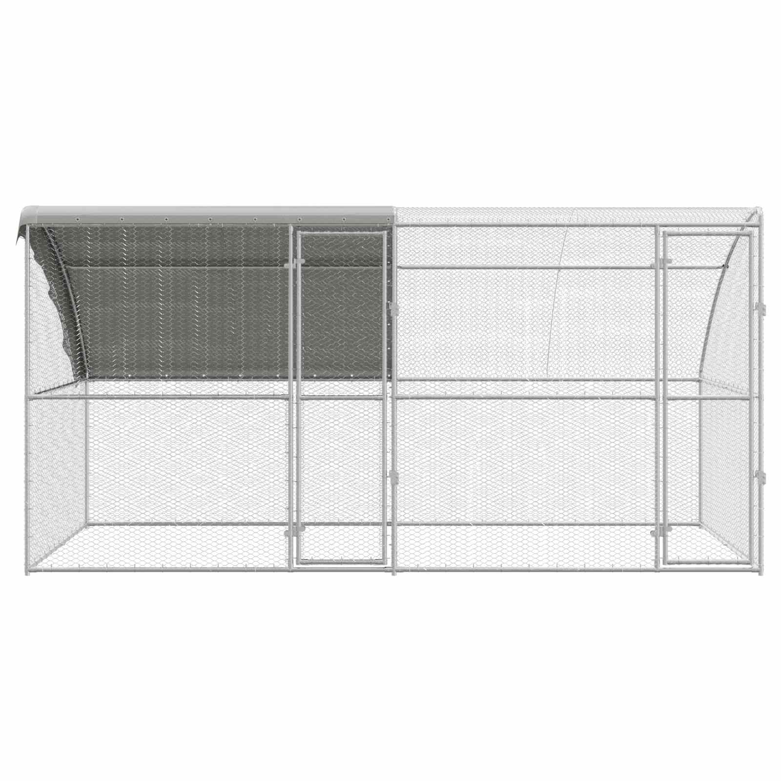 vidaXL Klatka dla kur 2 pcs Srebrny 400 x 200 x 200 cm Stal i PE