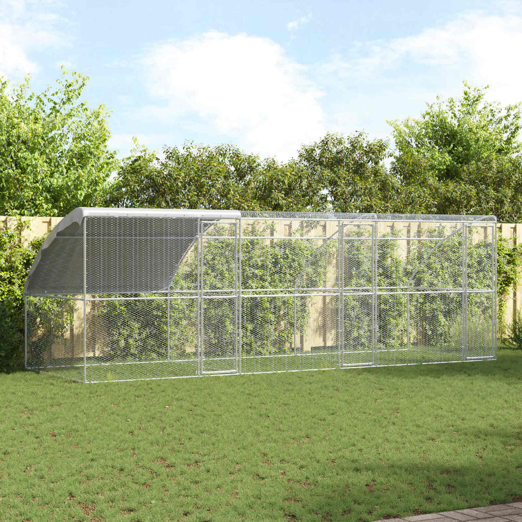 vidaXL Klatka dla kur 3 pcs Srebrny 600 x 200 x 200 cm Stal i PE
