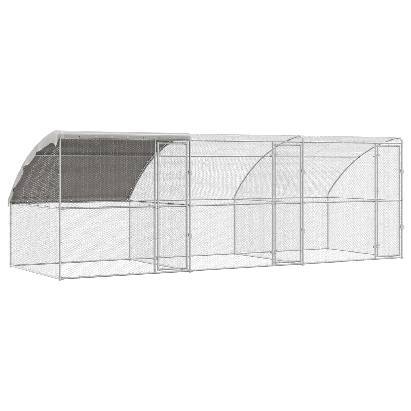 vidaXL Klatka dla kur 3 pcs Srebrny 600 x 200 x 200 cm Stal i PE