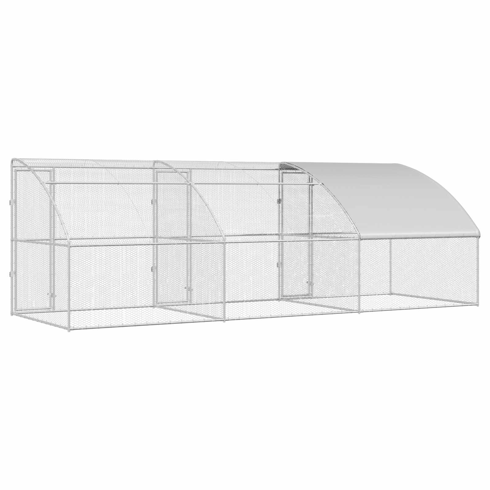 vidaXL Klatka dla kur 3 pcs Srebrny 600 x 200 x 200 cm Stal i PE