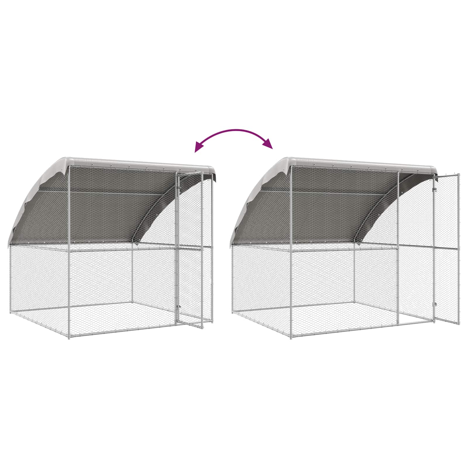 vidaXL Klatka dla kur 3 pcs Srebrny 600 x 200 x 200 cm Stal i PE
