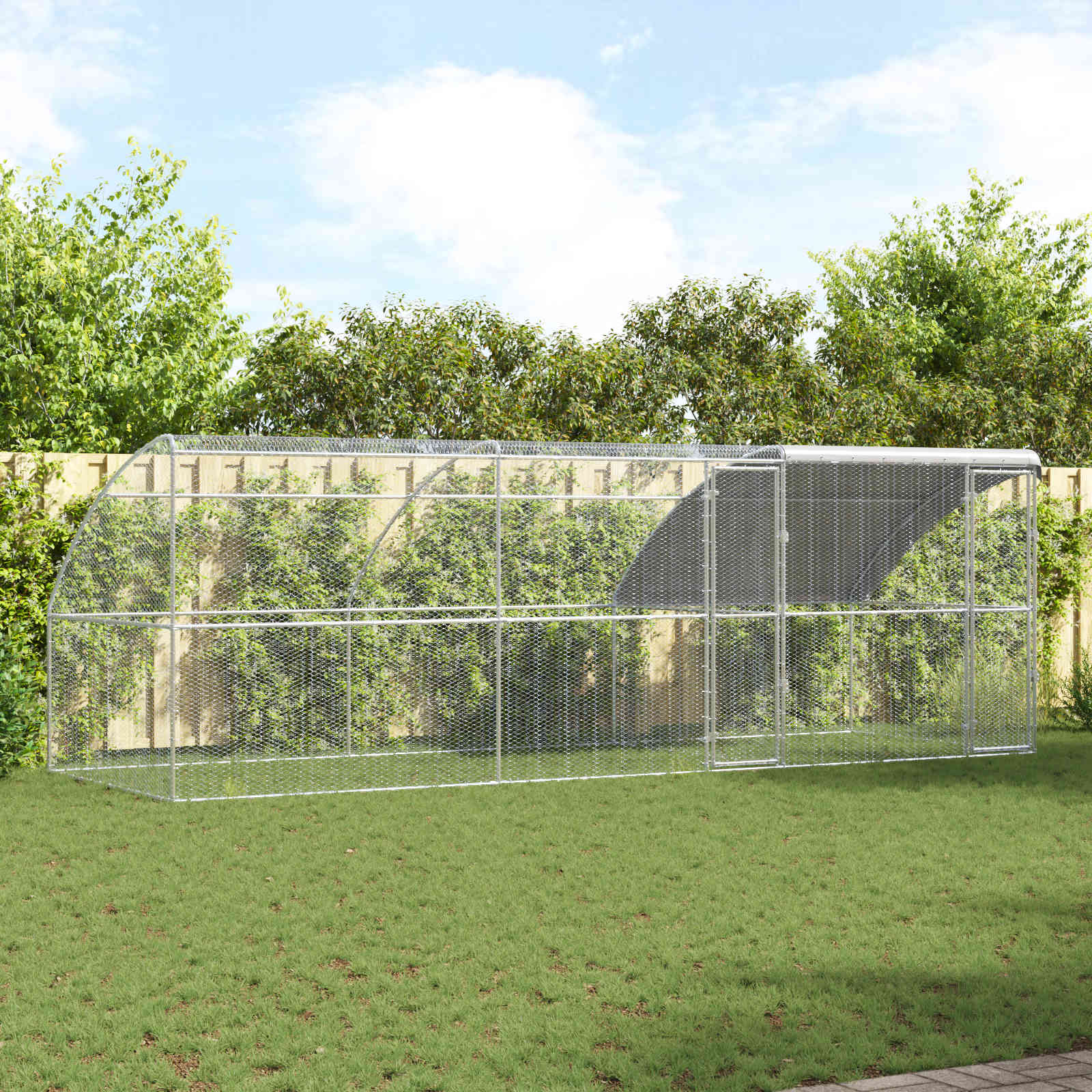 vidaXL Klatka dla kur 3 pcs Srebrny 600 x 200 x 200 cm Stal i PE