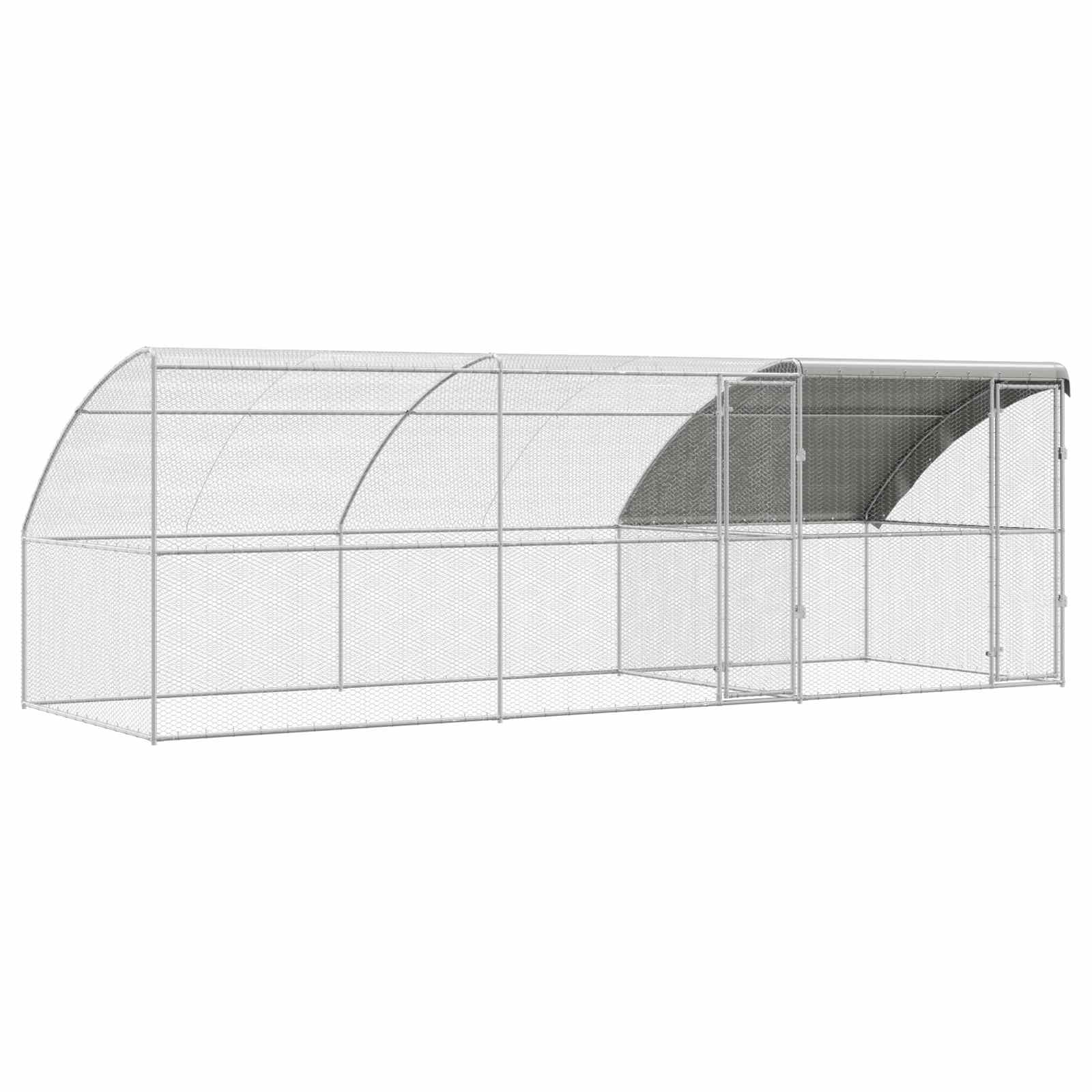 vidaXL Klatka dla kur 3 pcs Srebrny 600 x 200 x 200 cm Stal i PE
