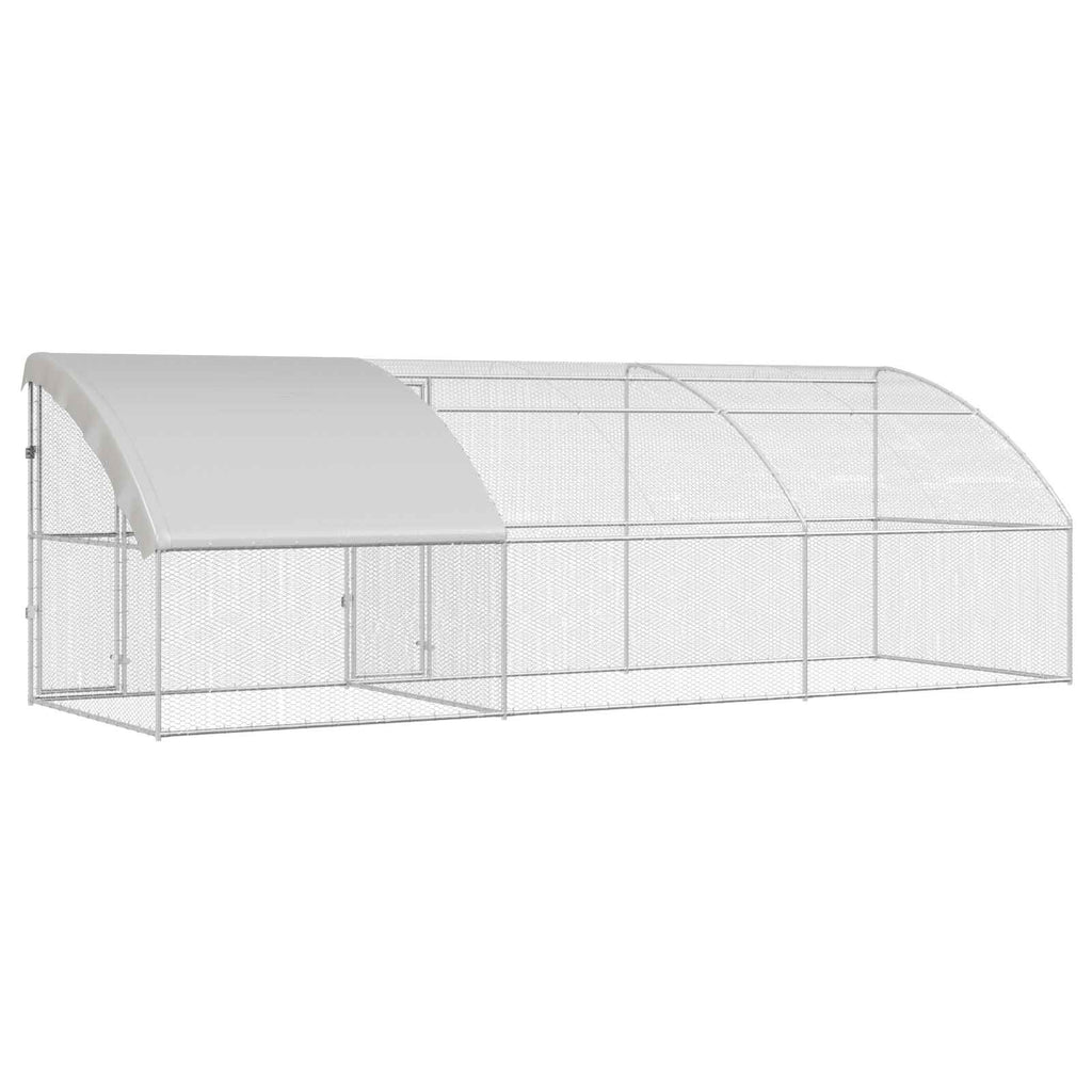 vidaXL Klatka dla kur 3 pcs Srebrny 600 x 200 x 200 cm Stal i PE