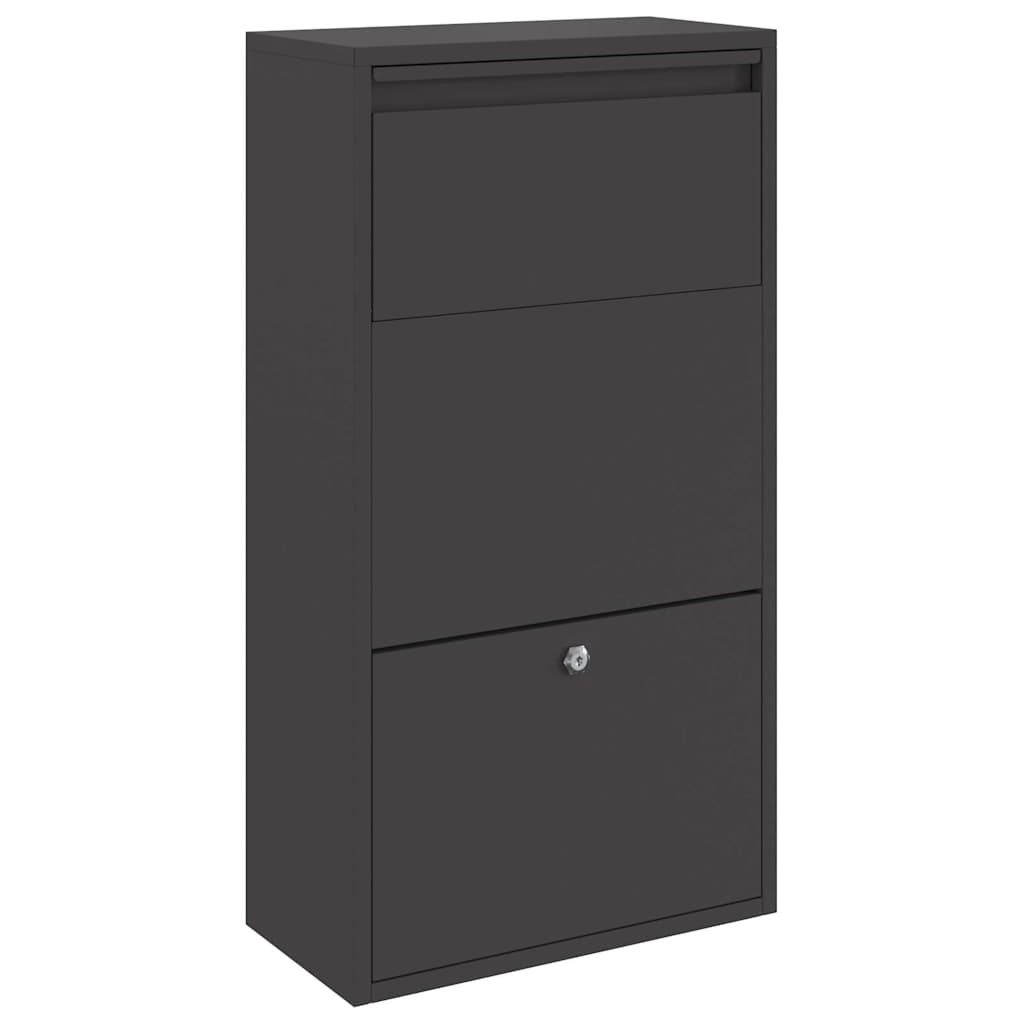 vidaXL Skrzynka na przesyłki z drzwiami Czarny 44 x 22 x 82 cm Stal