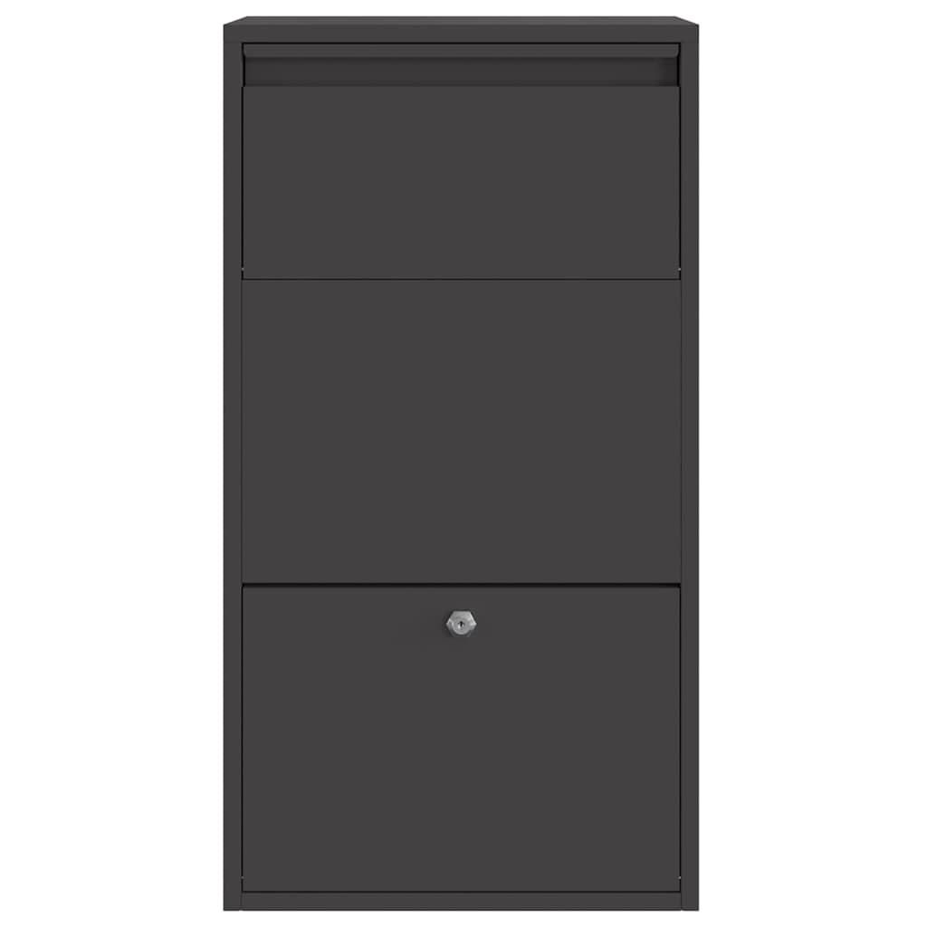 vidaXL Skrzynka na przesyłki z drzwiami Czarny 44 x 22 x 82 cm Stal