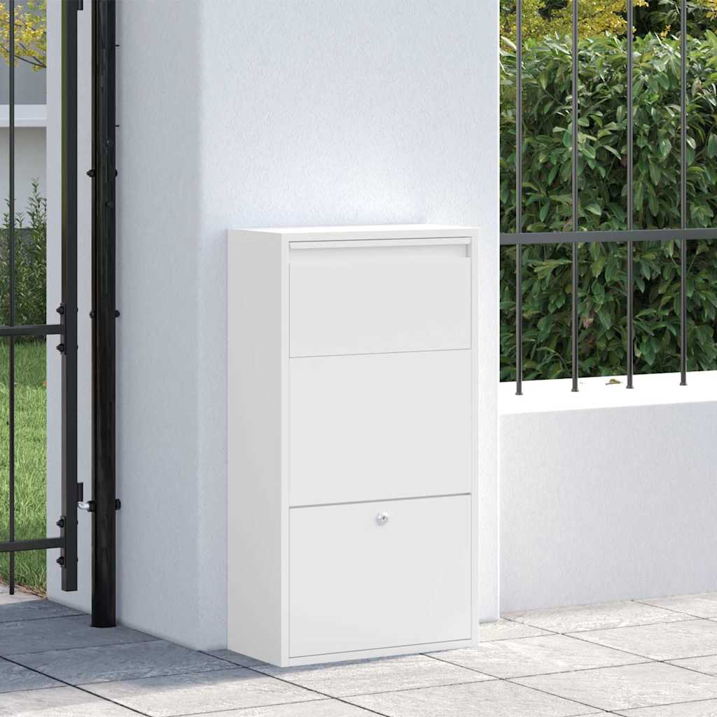 vidaXL Skrzynka na przesyłki z drzwiami Biały 44 x 22 x 82 cm Stal