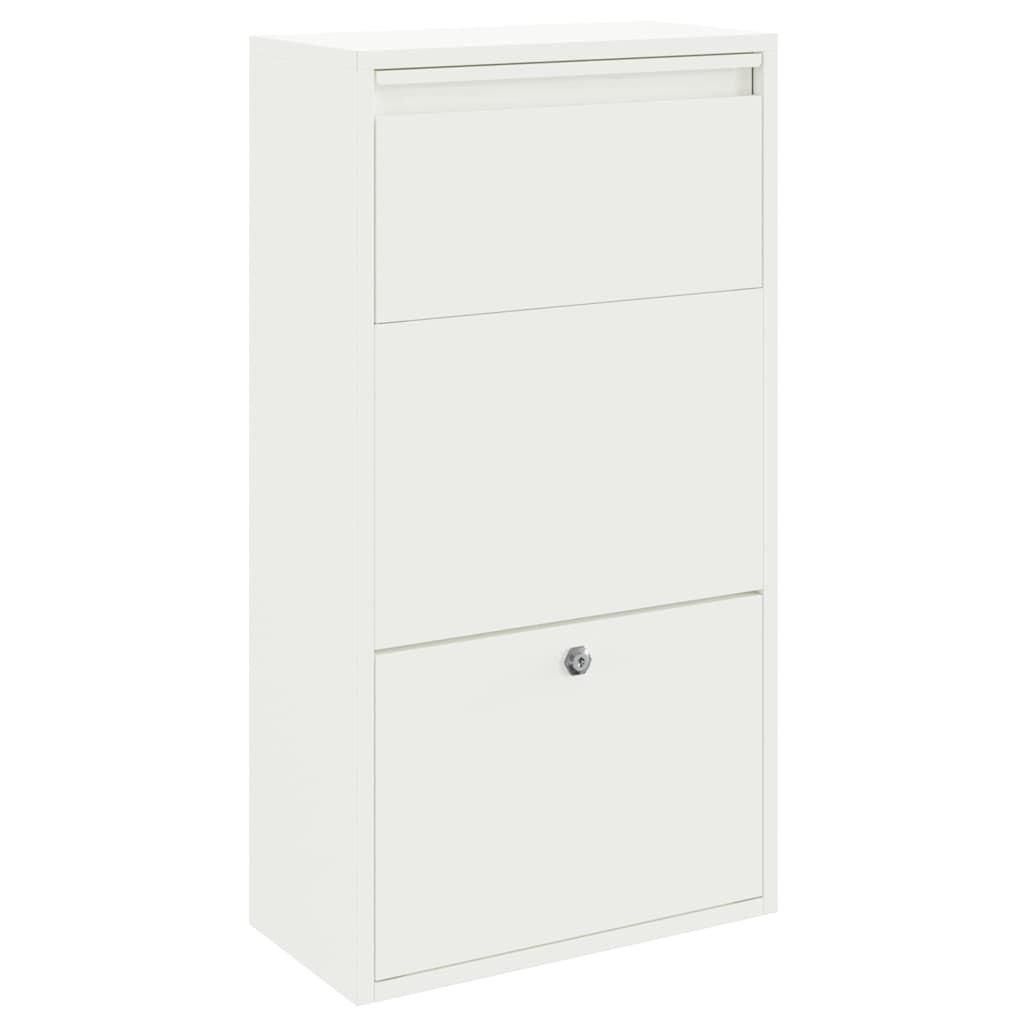 vidaXL Skrzynka na przesyłki z drzwiami Biały 44 x 22 x 82 cm Stal