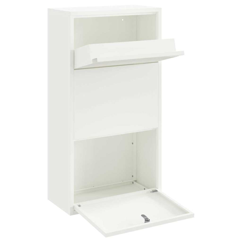 vidaXL Skrzynka na przesyłki z drzwiami Biały 44 x 22 x 82 cm Stal
