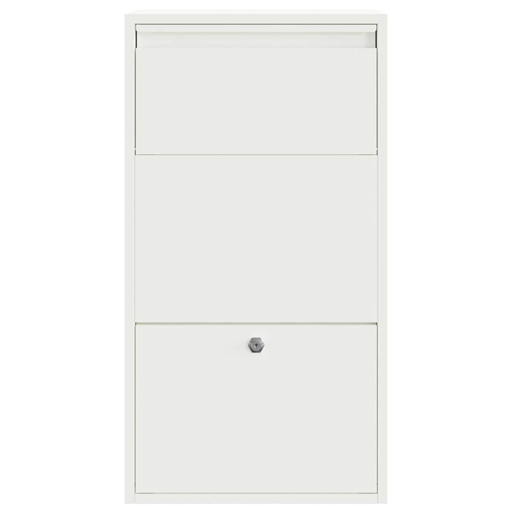 vidaXL Skrzynka na przesyłki z drzwiami Biały 44 x 22 x 82 cm Stal