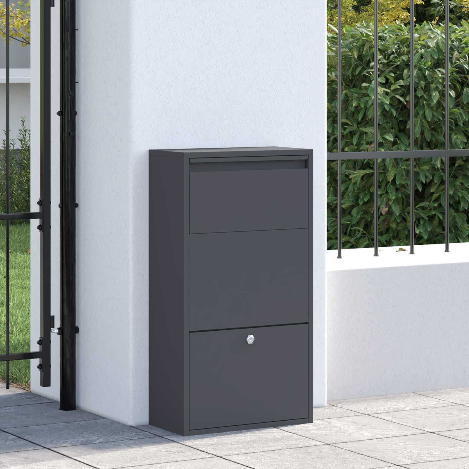 vidaXL Skrzynka na przesyłki z drzwiami Antracyt 44 x 22 x 82 cm Stal