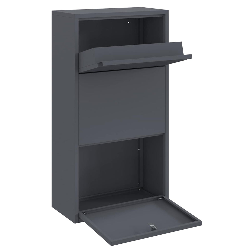 vidaXL Skrzynka na przesyłki z drzwiami Antracyt 44 x 22 x 82 cm Stal