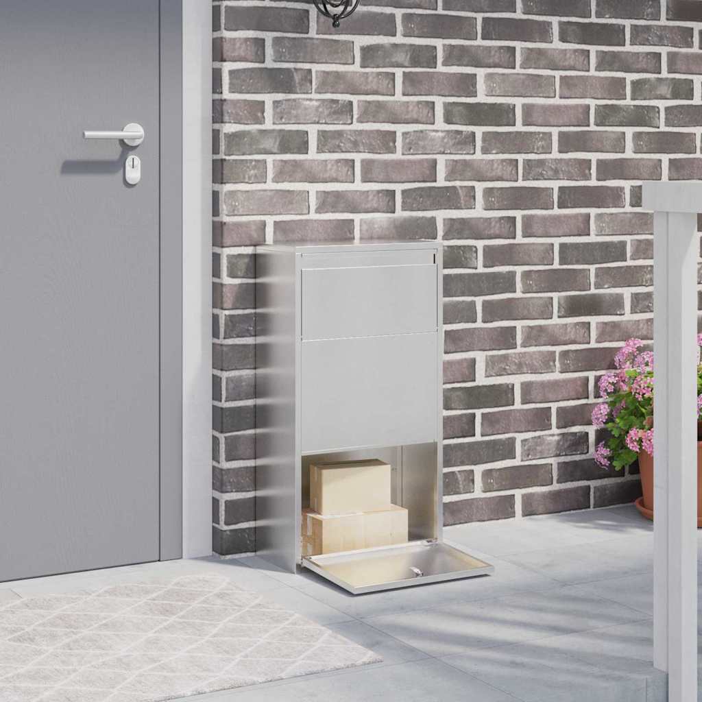vidaXL Skrzynka na przesyłki Srebrny 44 x 22 x 82 cm Stal nierdzewna