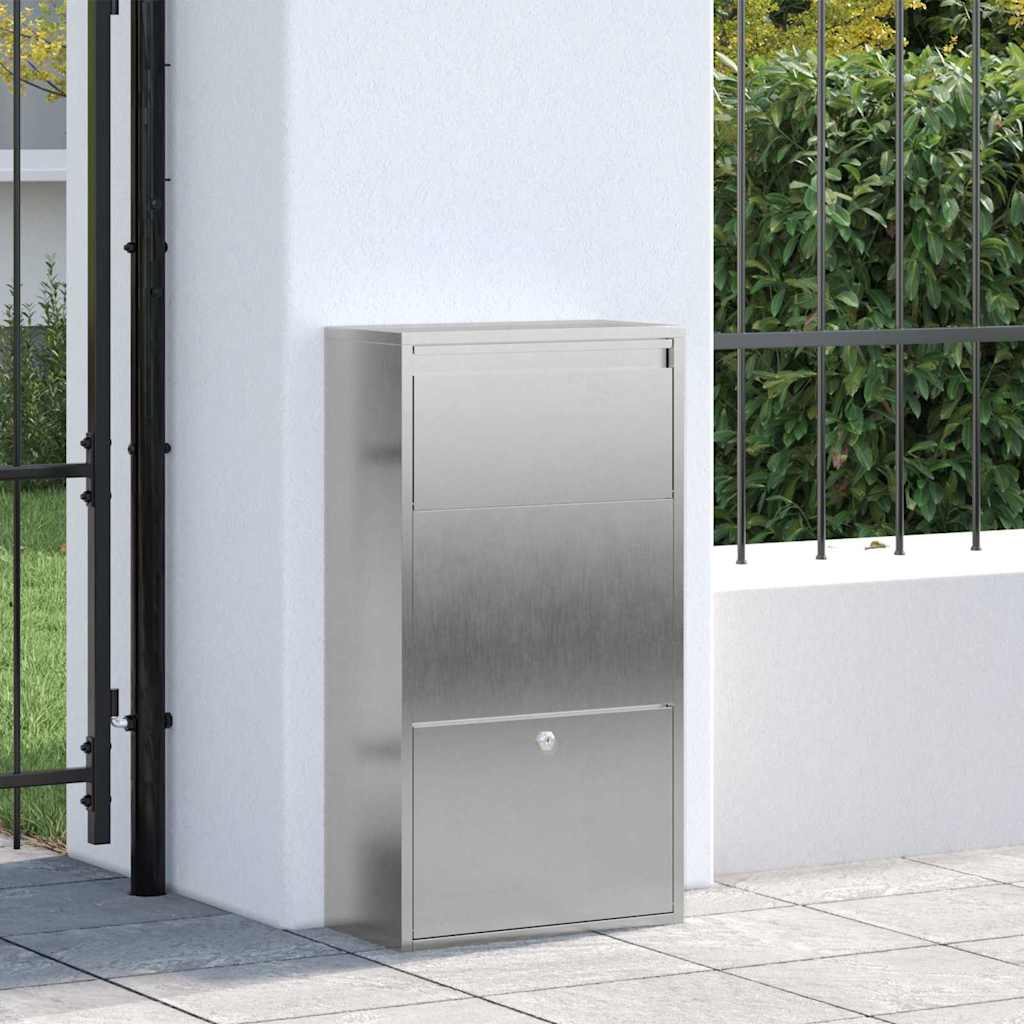 vidaXL Skrzynka na przesyłki Srebrny 44 x 22 x 82 cm Stal nierdzewna