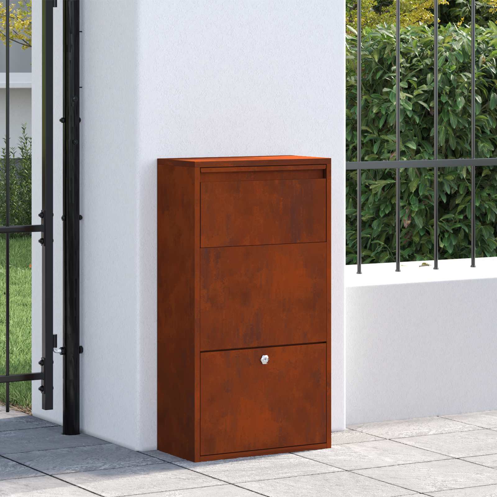 vidaXL Skrzynka na przesyłki z przechowywaniem Rdzawy 44 x 22 x 82 cm