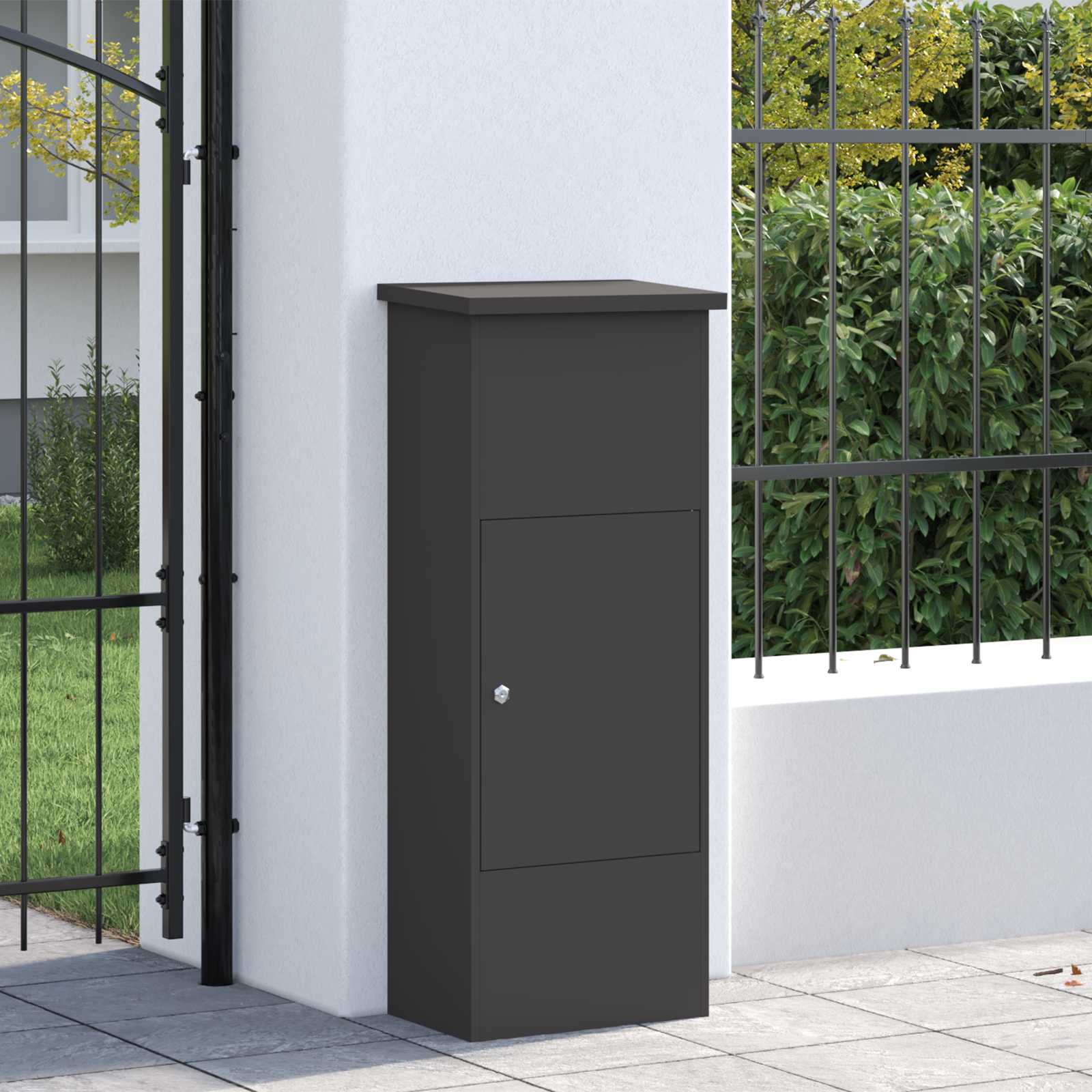vidaXL Skrzynka na przesyłki Czarny 44,5 x 29 x 110,5 cm Stal