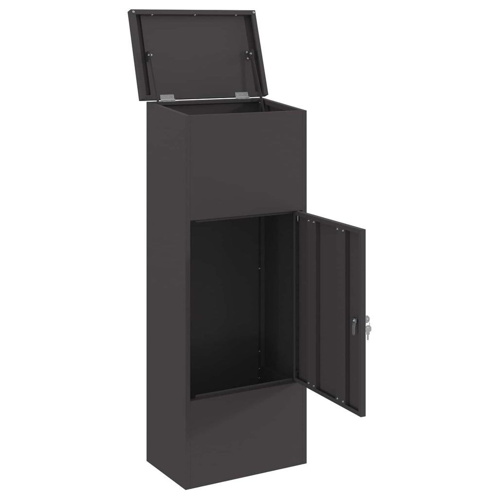 vidaXL Skrzynka na przesyłki Czarny 44,5 x 29 x 110,5 cm Stal