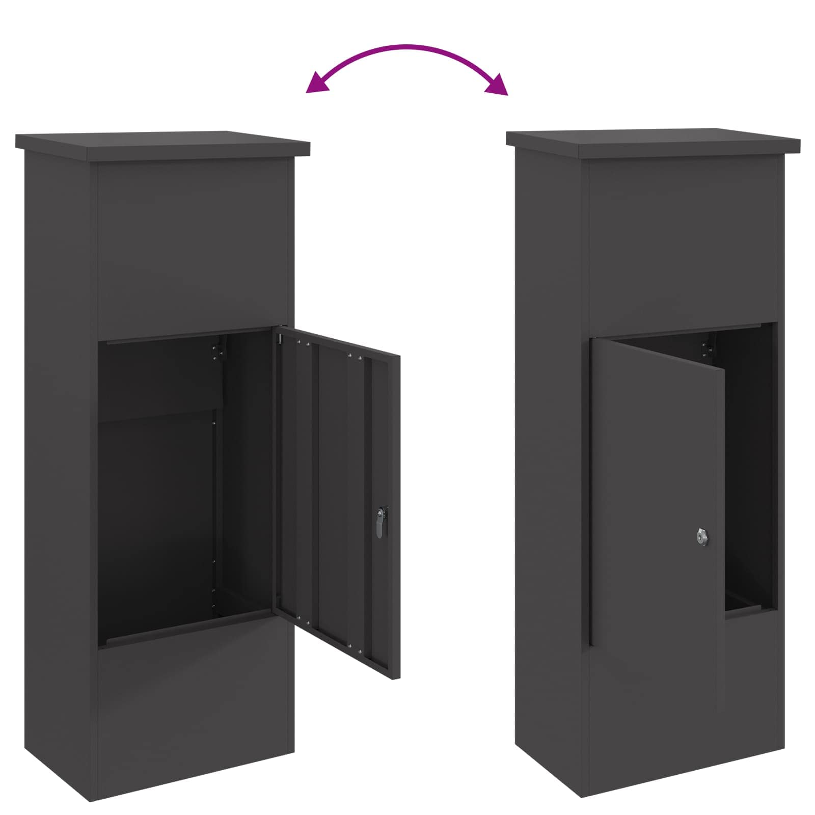 vidaXL Skrzynka na przesyłki Czarny 44,5 x 29 x 110,5 cm Stal
