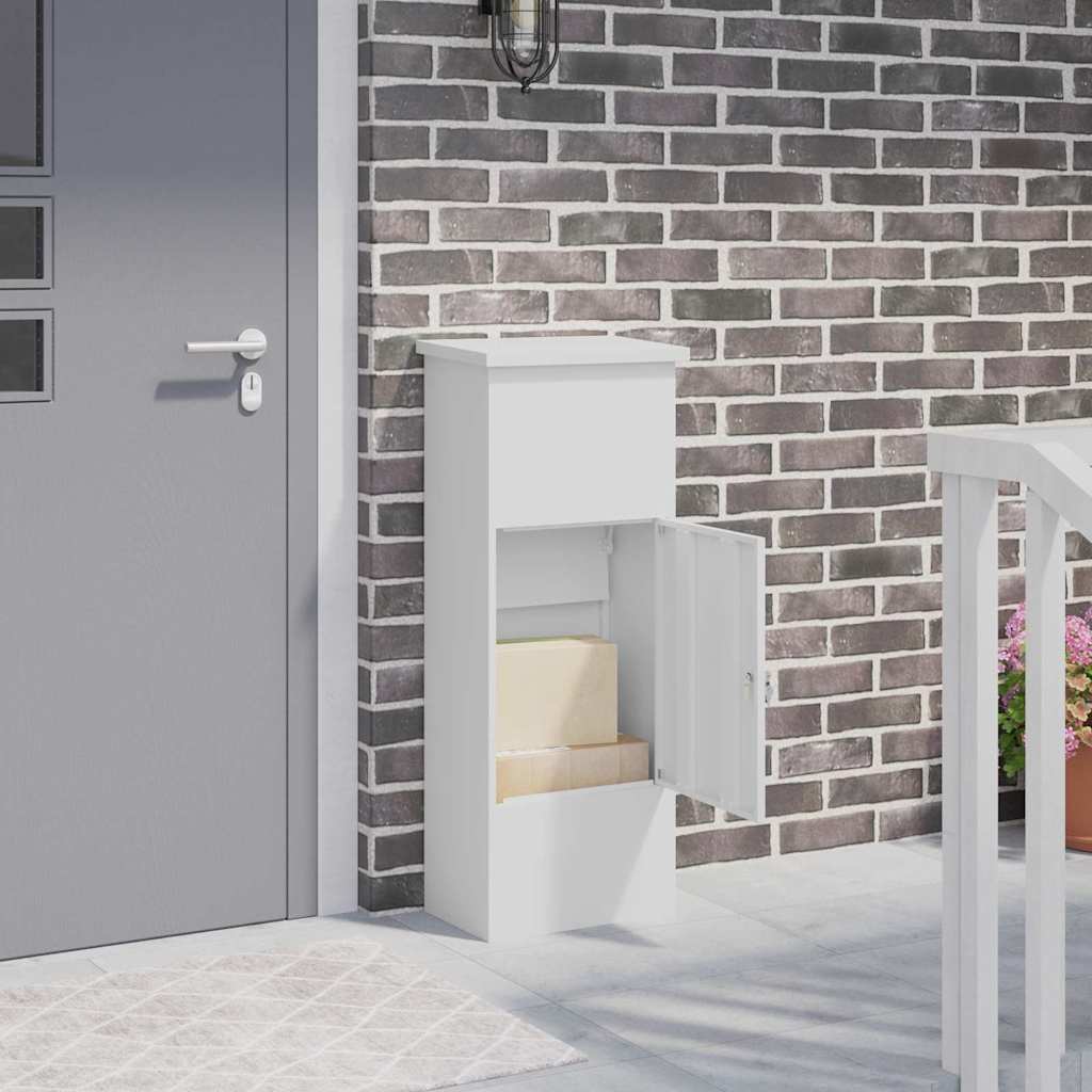 vidaXL Skrzynka na przesyłki Z blokadą Biały 44,5 x 29 x 110,5 cm Stal