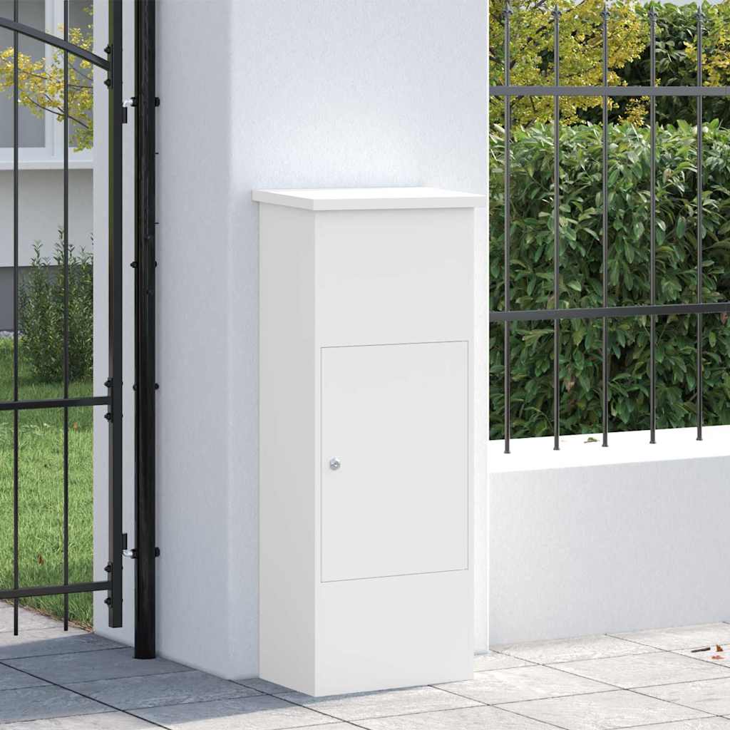 vidaXL Skrzynka na przesyłki Z blokadą Biały 44,5 x 29 x 110,5 cm Stal