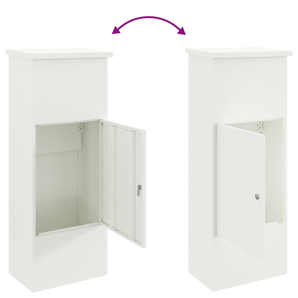 vidaXL Skrzynka na przesyłki Z blokadą Biały 44,5 x 29 x 110,5 cm Stal