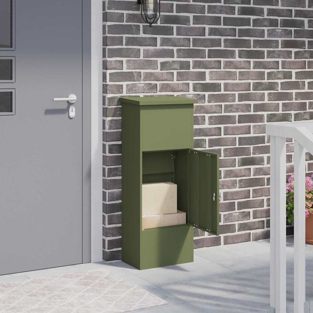 vidaXL Skrzynka na przesyłki oliwkowy 44,5 x 29 x 110,5 cm Stal