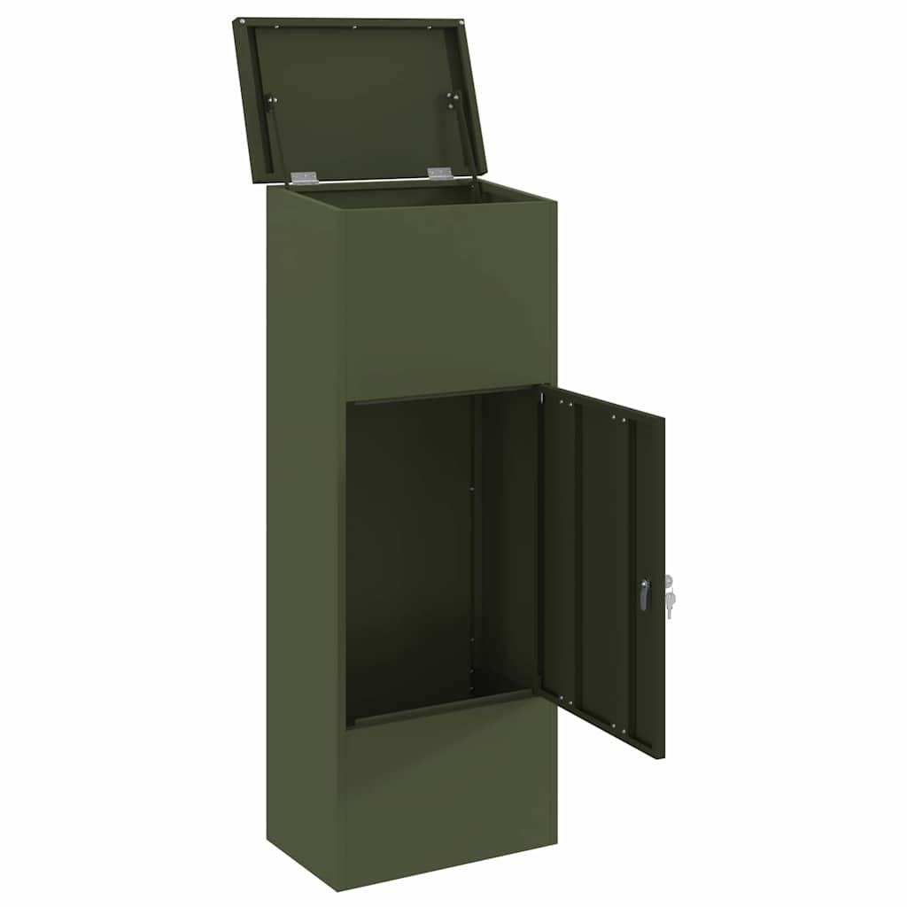 vidaXL Skrzynka na przesyłki oliwkowy 44,5 x 29 x 110,5 cm Stal