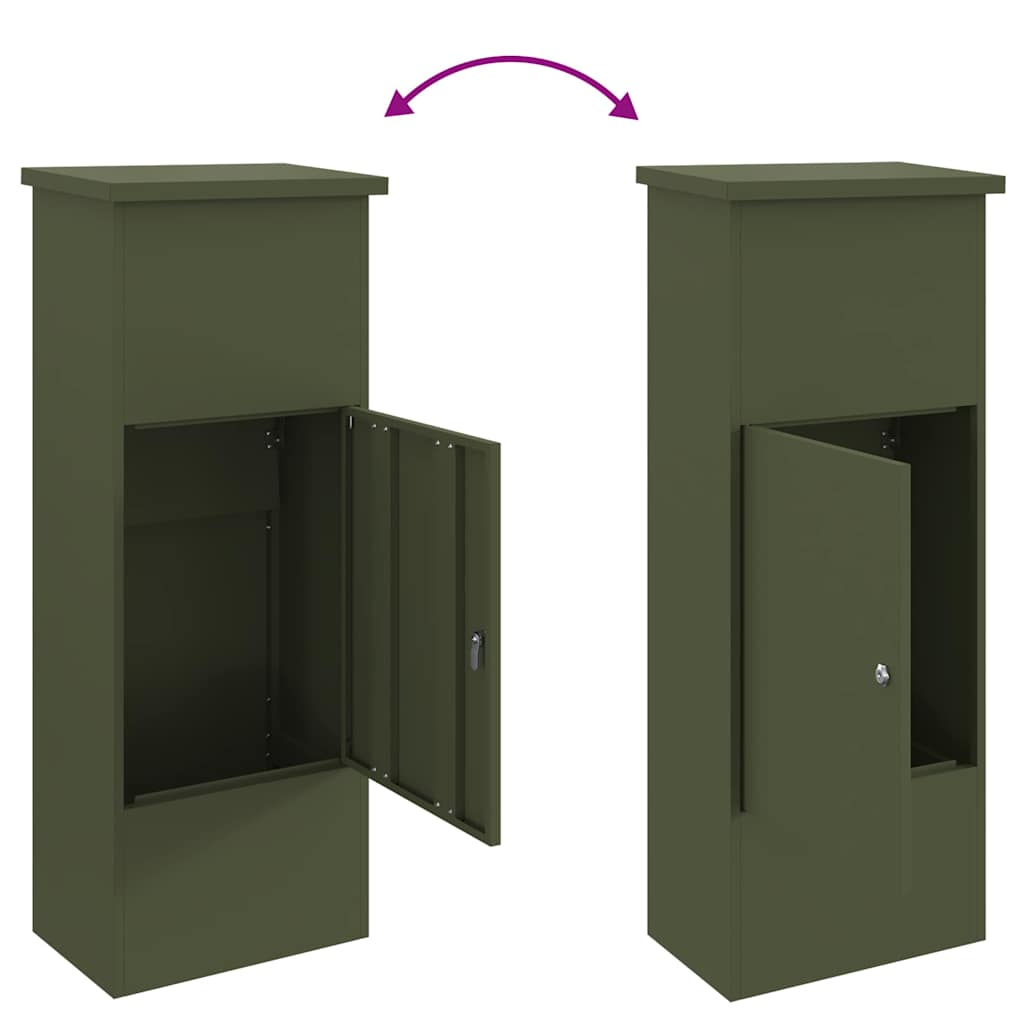 vidaXL Skrzynka na przesyłki oliwkowy 44,5 x 29 x 110,5 cm Stal
