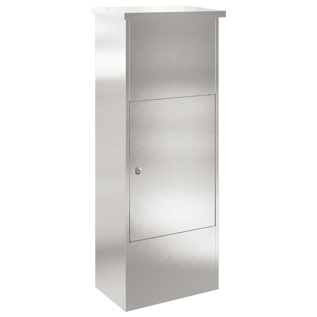 vidaXL Skrzynka na przesyłki z drzwiami Srebrny 44,5 x 29 x 110,5 cm