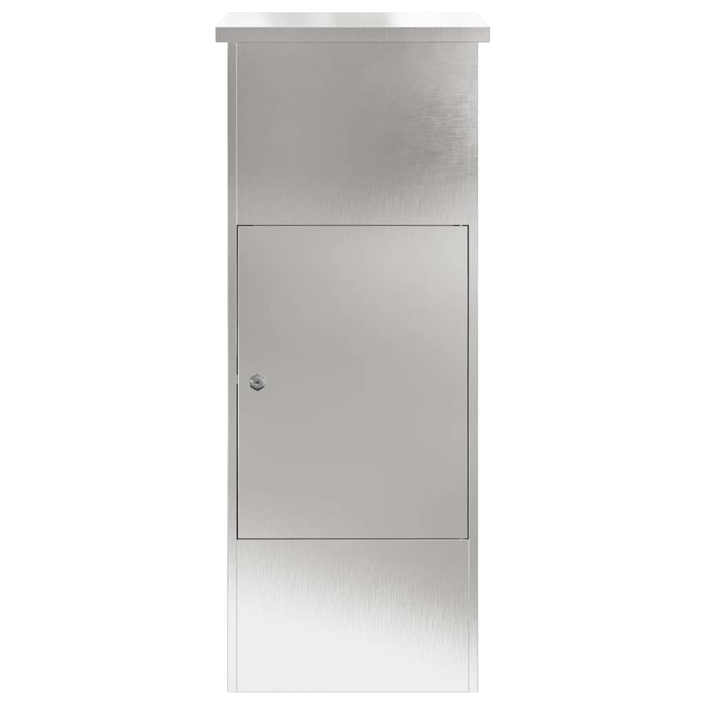 vidaXL Skrzynka na przesyłki z drzwiami Srebrny 44,5 x 29 x 110,5 cm