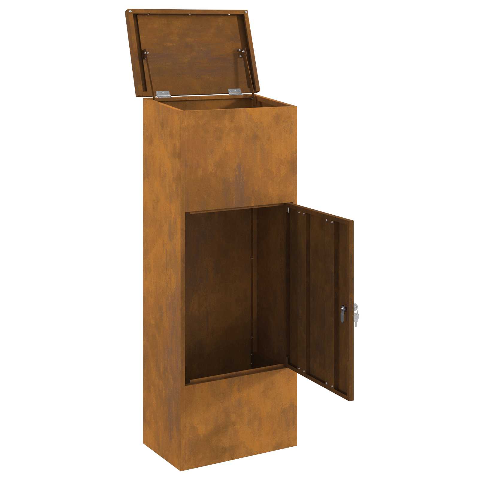 vidaXL Skrzynka na przesyłki z drzwiami Rdzawy 44,5 x 29 x 110,5 cm