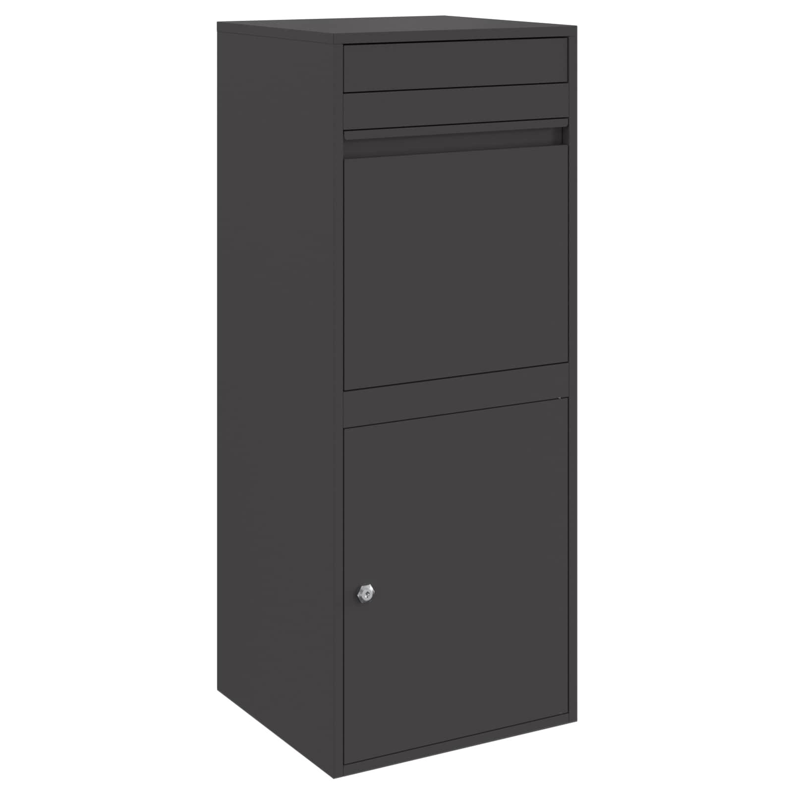 vidaXL Skrzynka na przesyłki z drzwiami Czarny 41 x 38 x 103 cm Stal