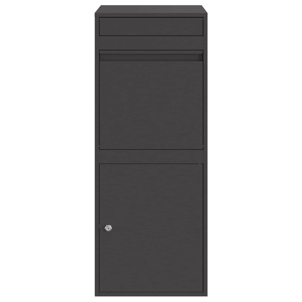 vidaXL Skrzynka na przesyłki z drzwiami Czarny 41 x 38 x 103 cm Stal
