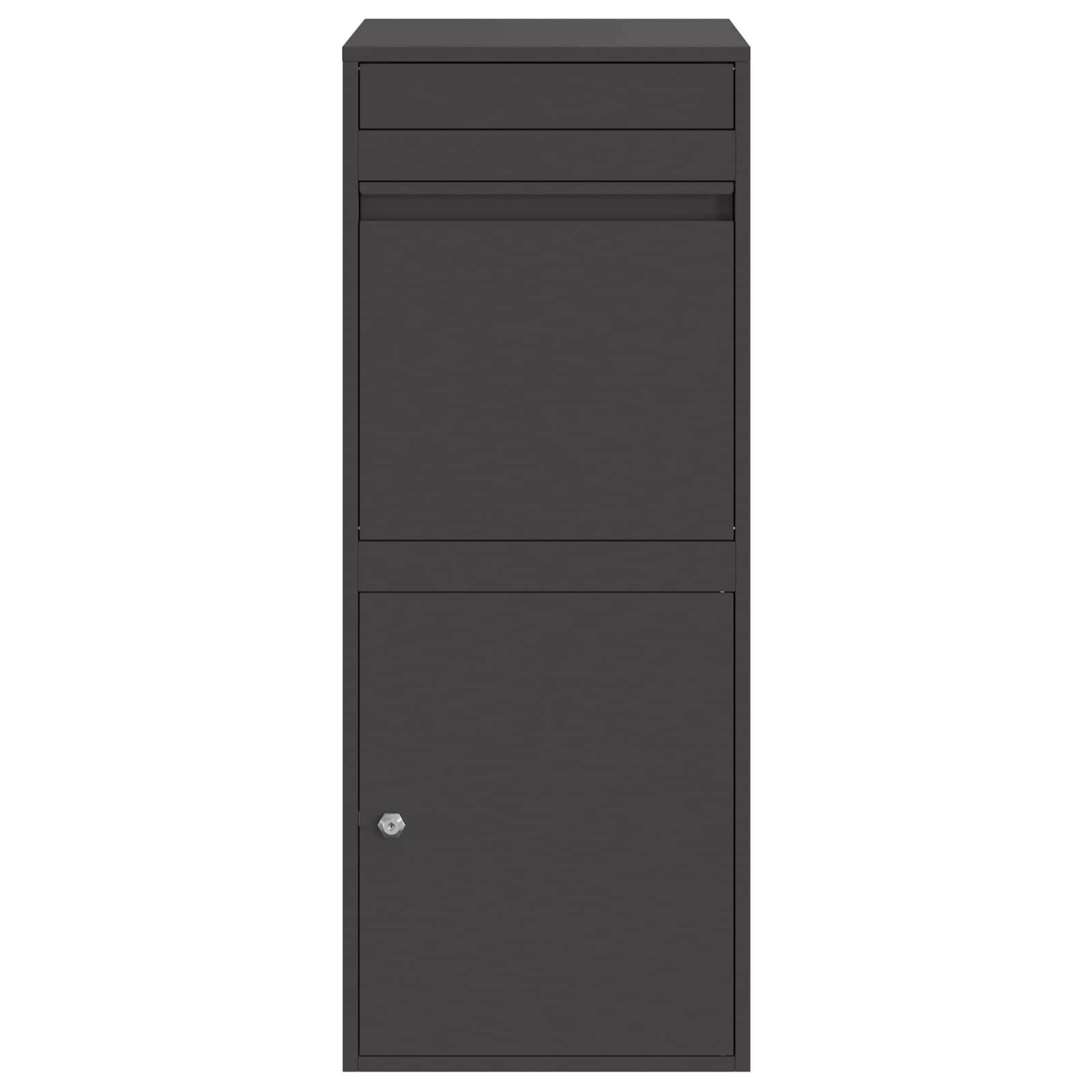 vidaXL Skrzynka na przesyłki z drzwiami Czarny 41 x 38 x 103 cm Stal