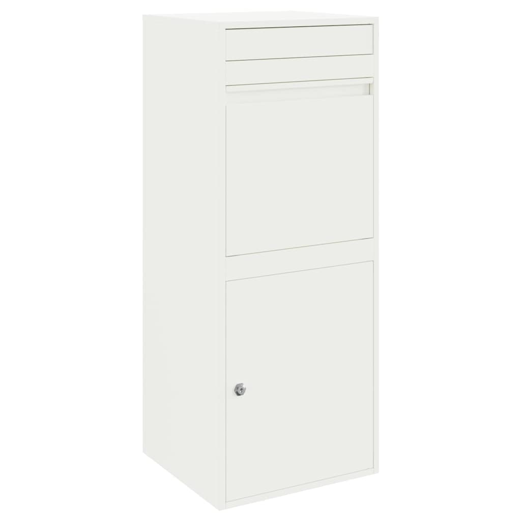 vidaXL Skrzynka na przesyłki z drzwiami Biały 41 x 38 x 103 cm Stal