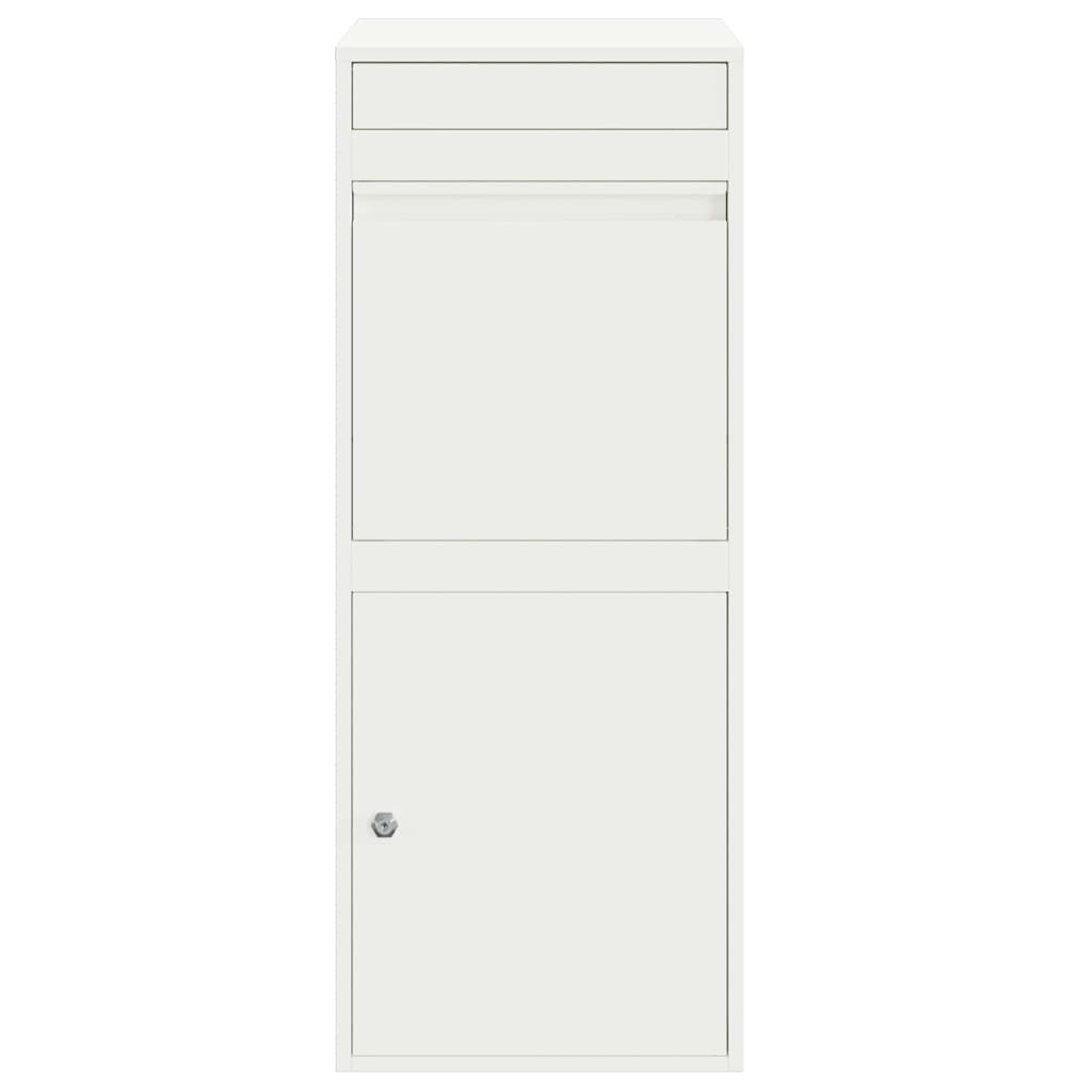 vidaXL Skrzynka na przesyłki z drzwiami Biały 41 x 38 x 103 cm Stal