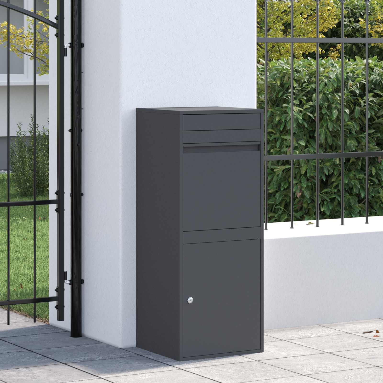 vidaXL Skrzynka na przesyłki z drzwiami Antracyt 41 x 38 x 103 cm Stal