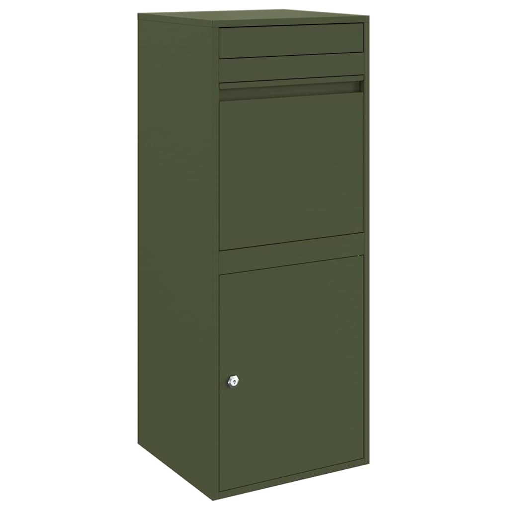 vidaXL Skrzynka na przesyłki z drzwiami oliwkowy 41 x 38 x 103 cm Stal