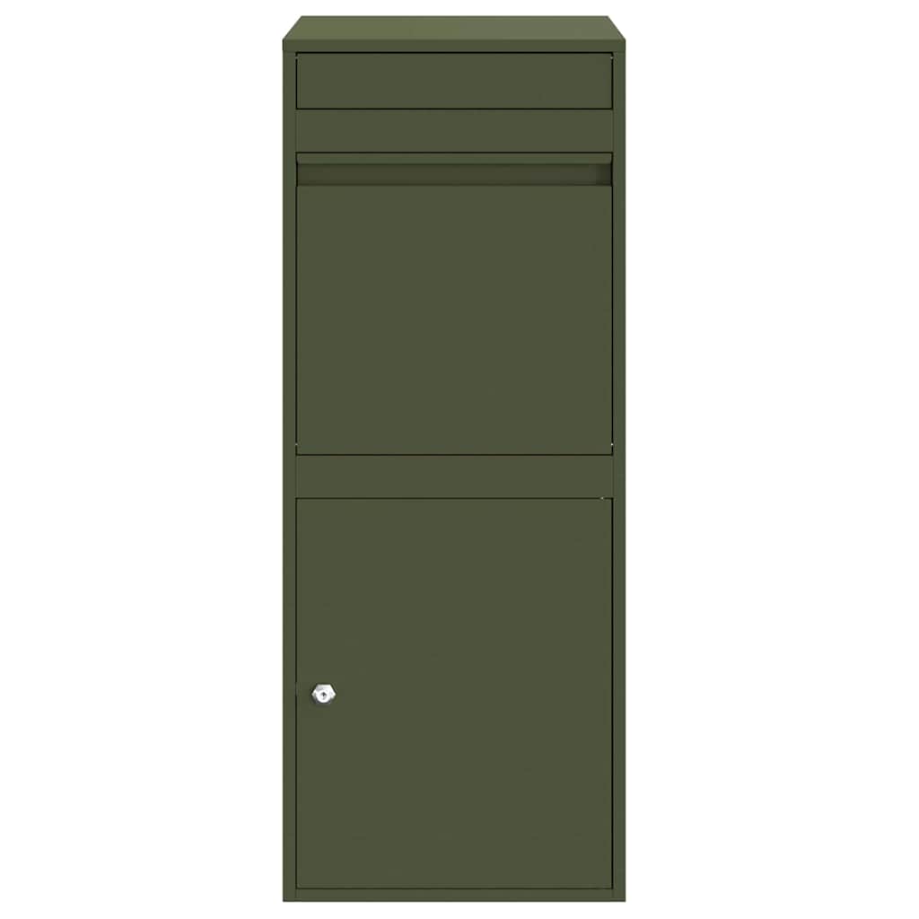 vidaXL Skrzynka na przesyłki z drzwiami oliwkowy 41 x 38 x 103 cm Stal
