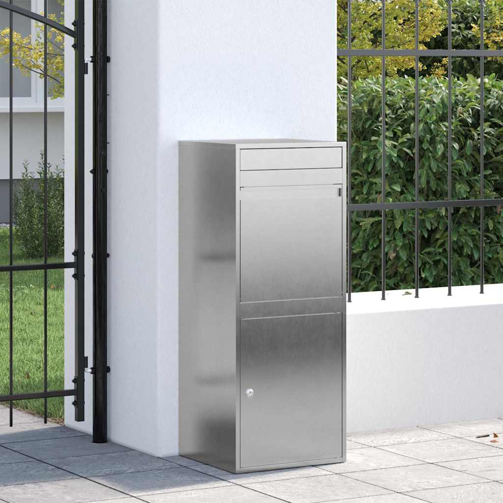 vidaXL Skrzynka na przesyłki Srebrny 47,5 x 38 x 59 cm Stal nierdzewna