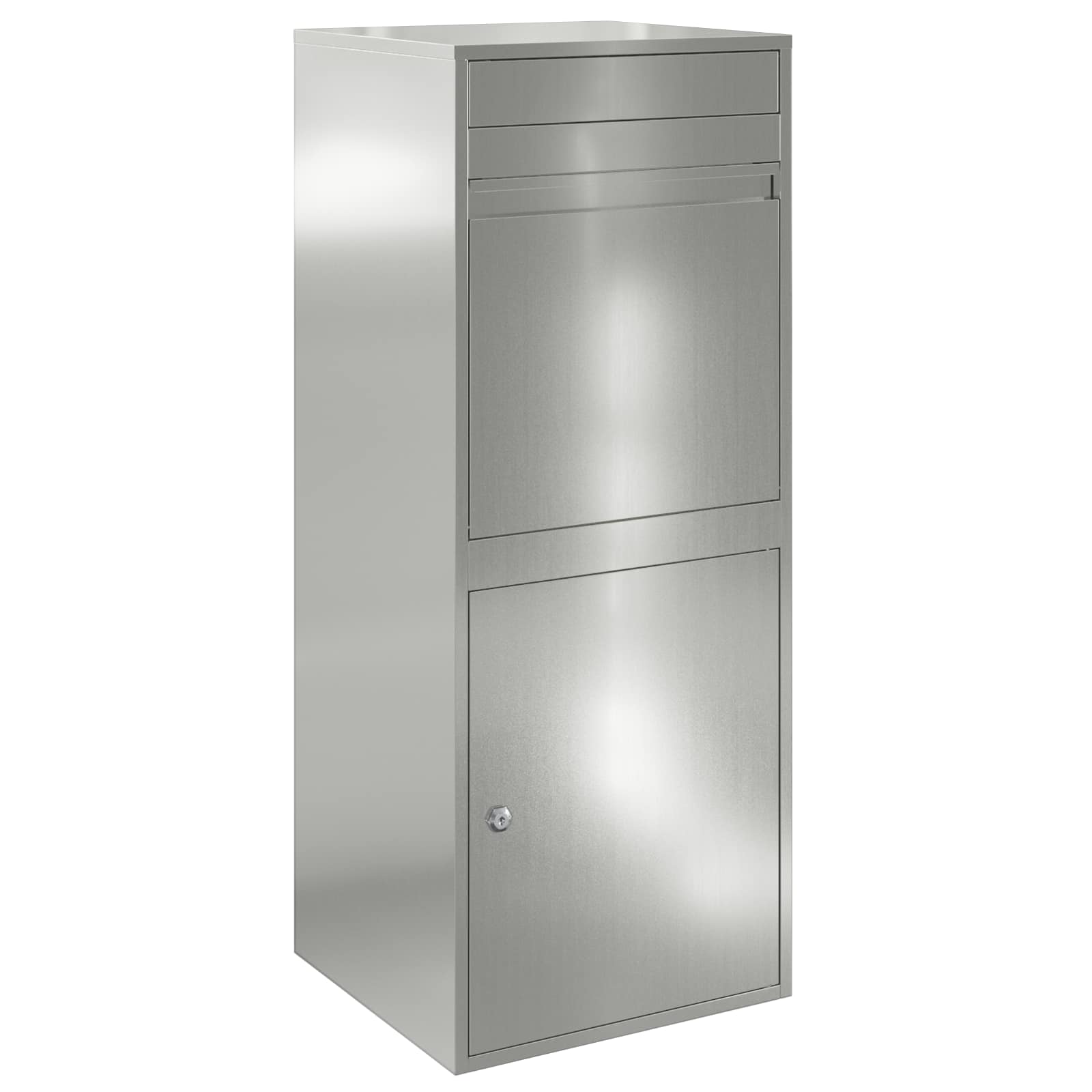 vidaXL Skrzynka na przesyłki z drzwiami srebrny 47,5 x 38 x 59 cm
